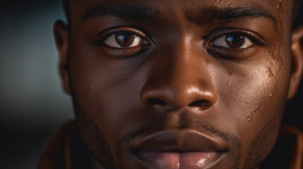 Close-up portrait of a young African American male.