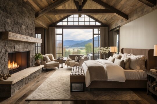 Farmhouse interior design of modern bedroom