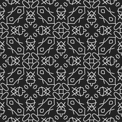 Black and white  pattern . Figures ornament.Seamless pattern for fashion, textile design,  on wall paper, wrapping paper, fabrics and home decor.
