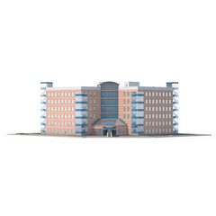 The hospital exterior PNG is isolated on a white background. Hospital Building Isolated, 3D rendering