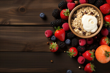 Healthy breakfast food banner with double border. Tab, Generative Ai