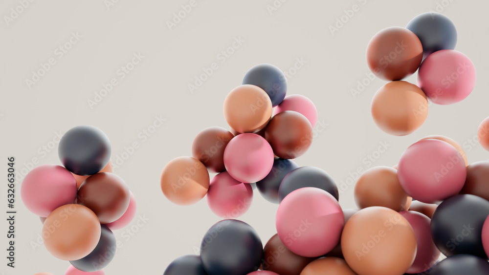 Poster minimal simple and beautiful color abstract background. multicolor 3d spheres or balls floating. bea