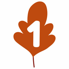 Number 1leaf of wood for decoration and design.