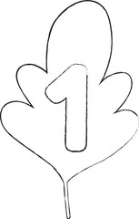Number 1leaf of wood for decoration and design.