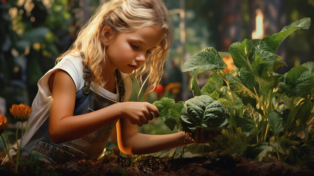 a child surrounded by lush urban gardens they helped create. Their green thumbs and dedication to urban agriculture demonstrate their efforts to combat food waste and promote sustainability