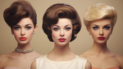 Create an enchanting time-lapse video of a woman getting ready in the 60s style, with vintage makeup and hair transformations." Generative AI