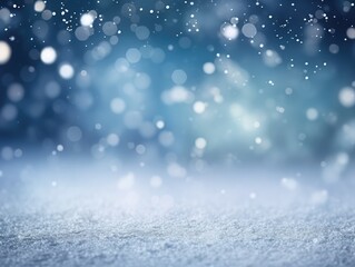 Fototapeta premium festive blurred bokeh light background, christmas and new year holidays background. blue background.