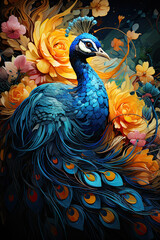 a colorful artwork inspired by a peacock