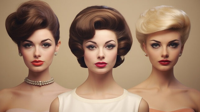 Create an enchanting time-lapse video of a woman getting ready in the 60s style, with vintage makeup and hair transformations." Generative AI