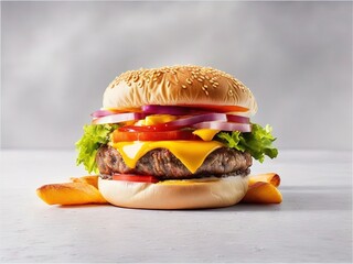 Juicy hamburger or cheeseburger