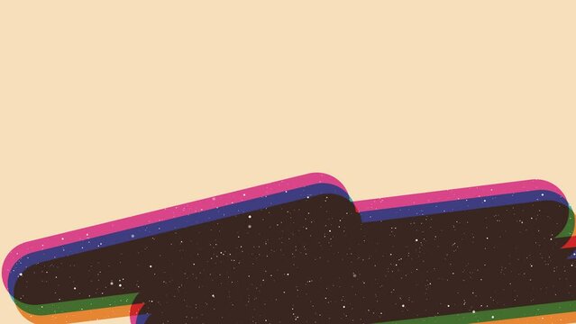 Loop animation with riso print effect. Vintage hand drawn animation element.Vintage decoration of 70s 80s, 90s. Aesthetics of the risograph and old school style. Deep space surfaces. Place for title