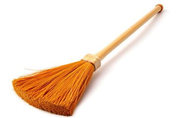 Household Broom on White Background