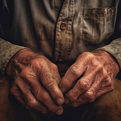 Fototapeta premium Wrinkled Hands of an Elderly Gentleman