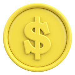 Dollar coin. 3D money. 3D illustration.