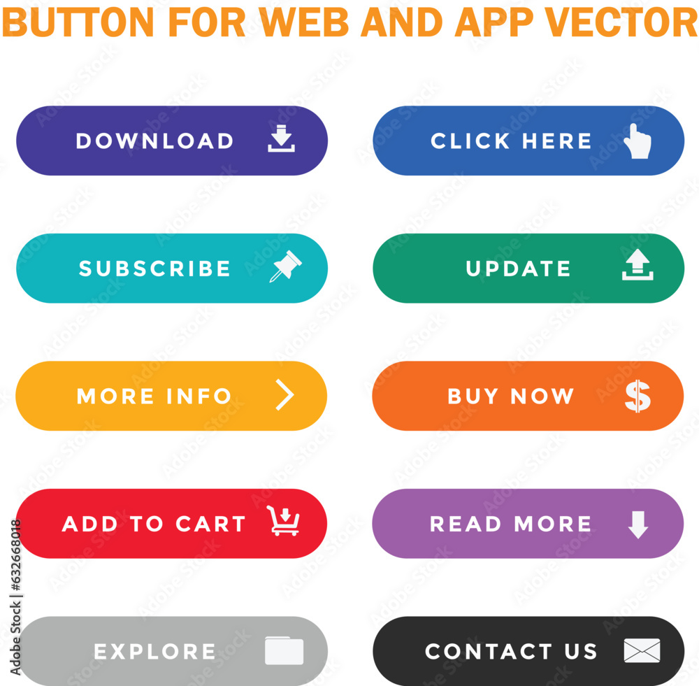 Wall mural cta web button collection
