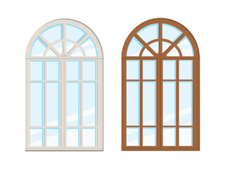Closed arched windows isolated on white background.