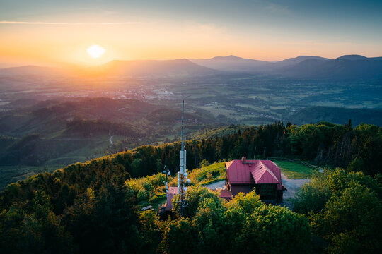 Velky Javornik Watchtower: Iconic lookout point in the Czech Republic, providing panoramic vistas of nature beauty and serene landscapes. High quality photo