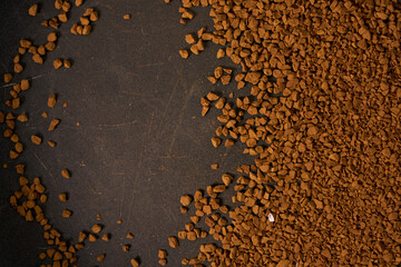 Coffee menu design. banner. Roasted coffee on black kitchen counter.