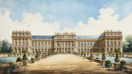 Fototapeta na wymiar Palace of Versailles watercolor