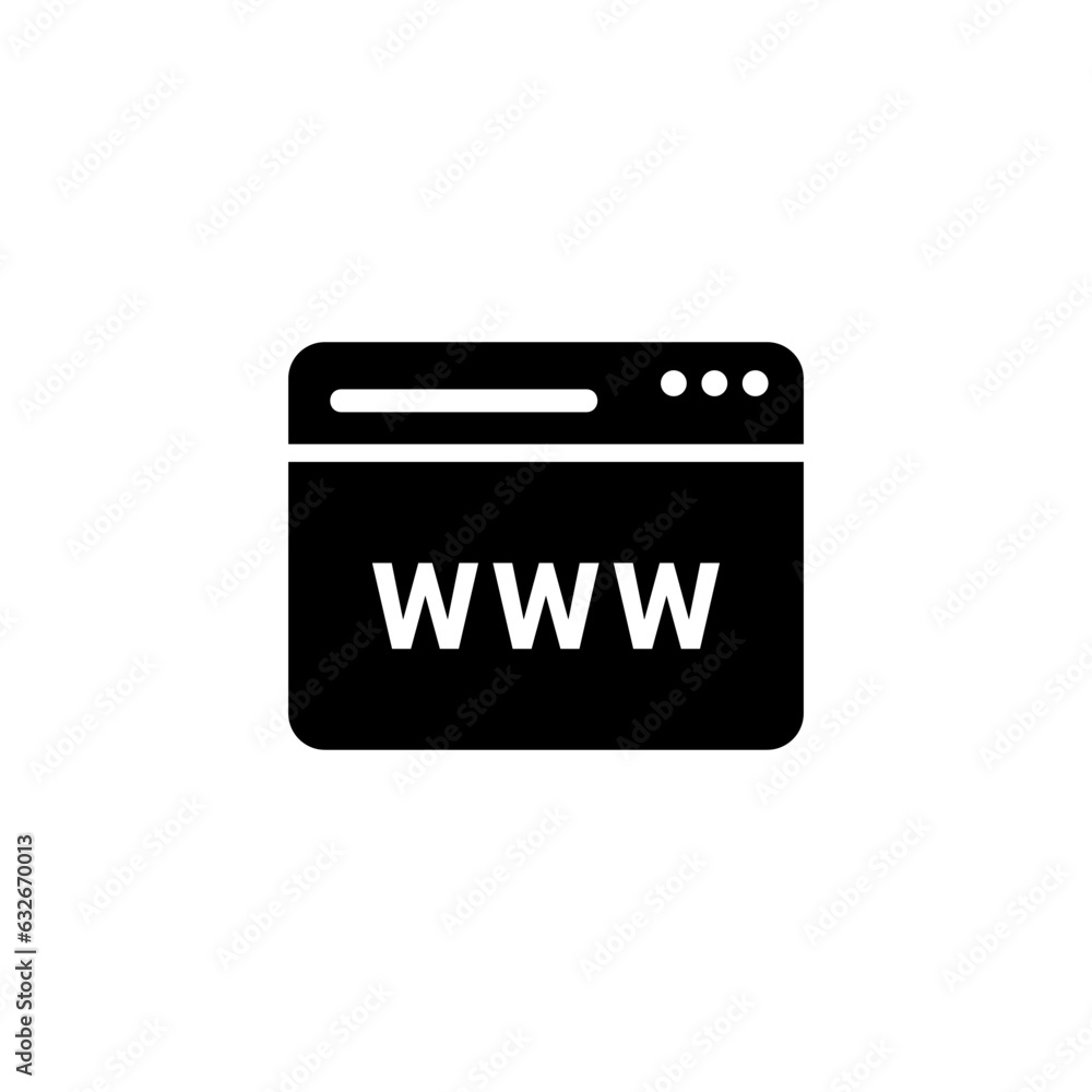 Aufkleber browser window icon in black color on a white background, web page