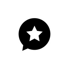 star icon in a text bubble in black color on white background, rating and popularity