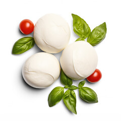 Mozzarella cheese isolated on transparent background top view  - obrazy, fototapety, plakaty