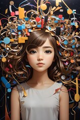 An abstract representation of the complexity of the ADHD mind, with a focus on the unique experiences of young girls.