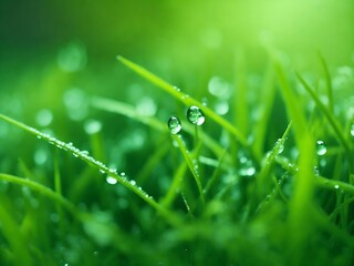 Picture of lush green meadow with dandelions and blue sky in the background on a sunny day Ai generation