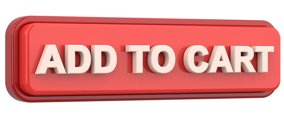 Add to cart button. 3D illustration.