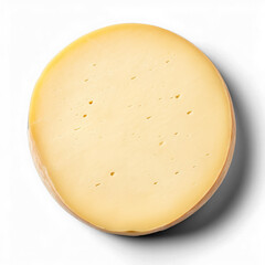 Fontina or provolone cheese isolated on transparent background top view 