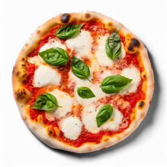 Margherita pizza isolated on transparent background top view 