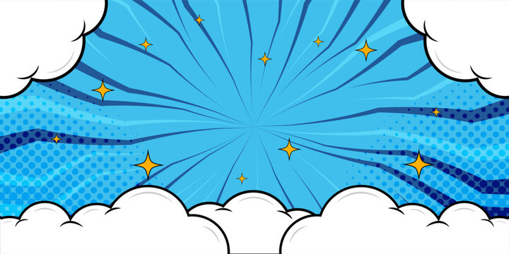 comic backround blue with cloud image
