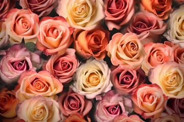 Natural colorful roses background.