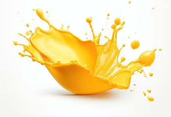 Mango milk splash on white background