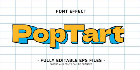 Vintage Pop Tart editable retro text effect - obrazy, fototapety, plakaty