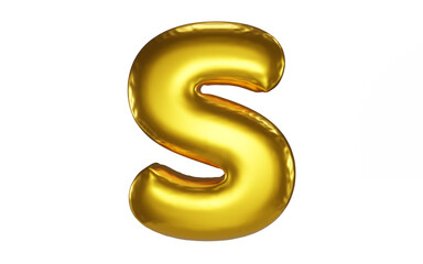 Golden balloon inflated alphabet letter on gray background