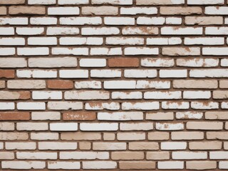 Cream and white brick wall texture background. Brickwork and stonework flooring interior rock old pattern design.