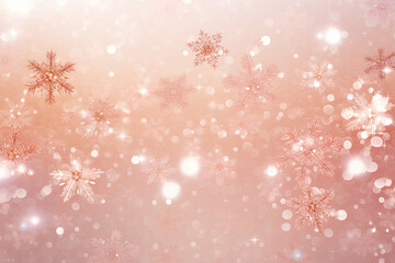 Rose gold snowflakes Christmas background 