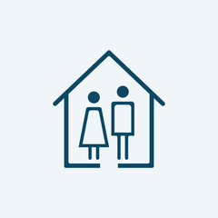 House with couple logo, representing unity and home