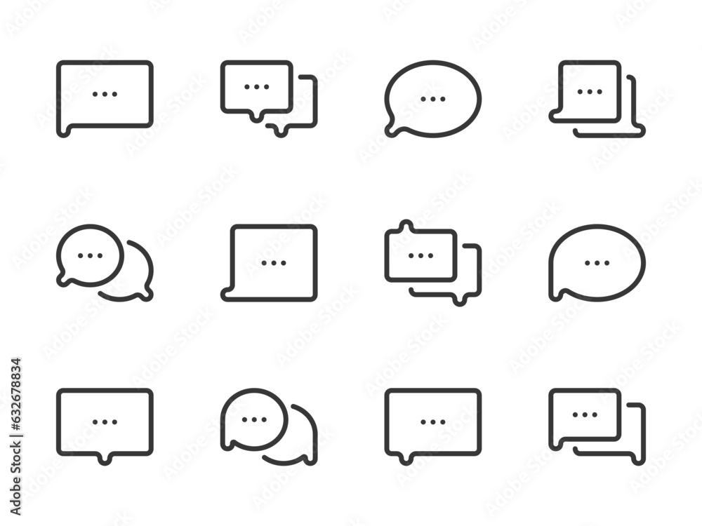 Poster chat and message vector line icons. comment and speech bubble outline icon set. dialog, conversation