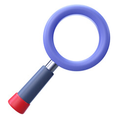 3d Illustration magnifying glass with handle and silver detail
