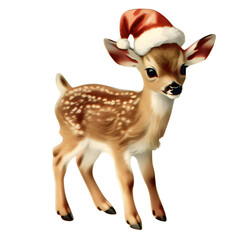 christmas reindeer with santa hat