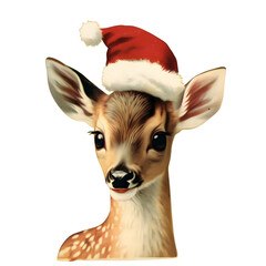 christmas reindeer with santa hat