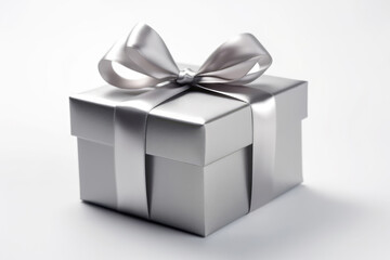 Grey Gift Box On White Background. Generative AI