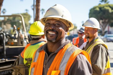 African american construction workers working on a project in California