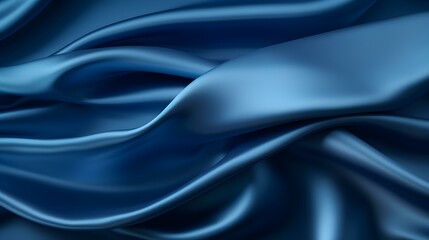 Obraz premium Blue Silk Fabric Texture with Beautiful Waves. Elegant Background for a Luxury Product