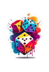 colorful logo a pair of dice on transparent background