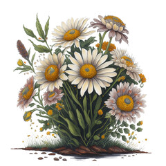  watercolor daisy illustration, generative ai