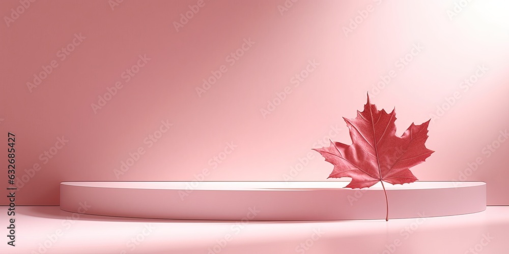 Poster modern trending lightweight pink background for product presentation with shadow and light from wind