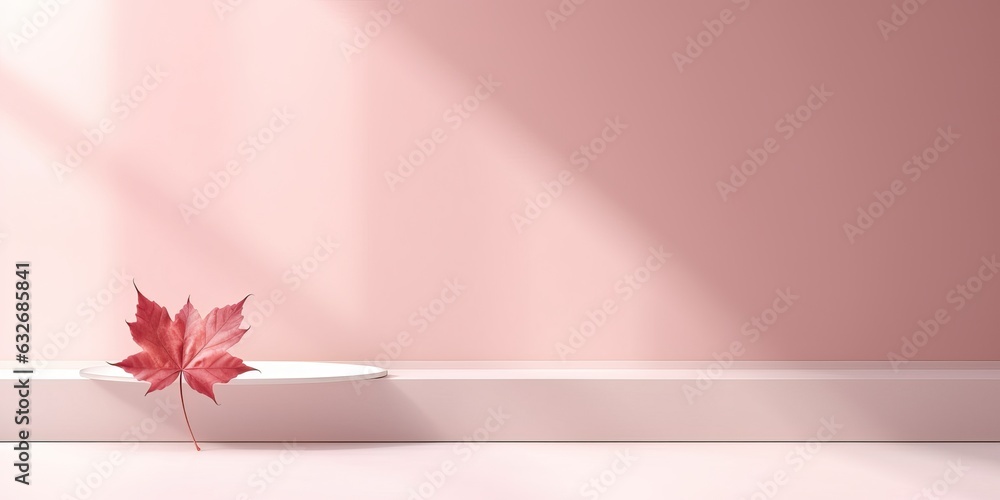 Poster modern trending lightweight pink background for product presentation with shadow and light from wind